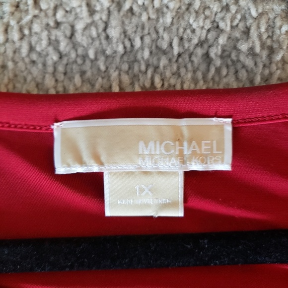 MICHAEL Michael Kors Plus Size Red Midi Belt Dress - Picture 6 of 8